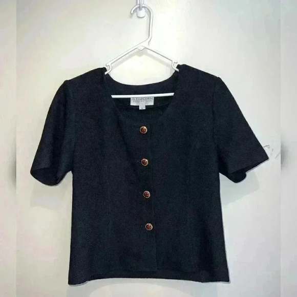 St. John Collection Black Knit Short Sleeve Jacket NEW - Picture 4 of 5